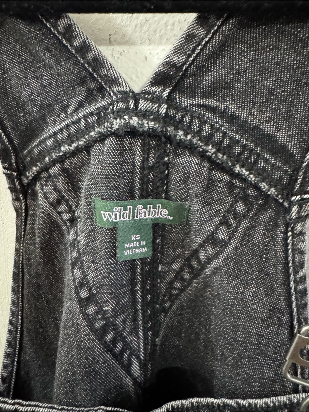 Wild Fable Washed Black Denim Overall Dress with Frayed Hem, size XS - Picture 8 of 8
